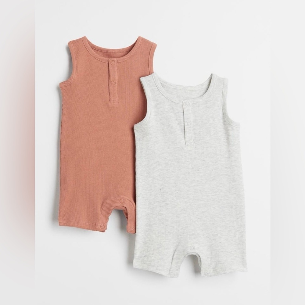 NWT H&M 2-pack Sleeveless Cotton Romper Suits